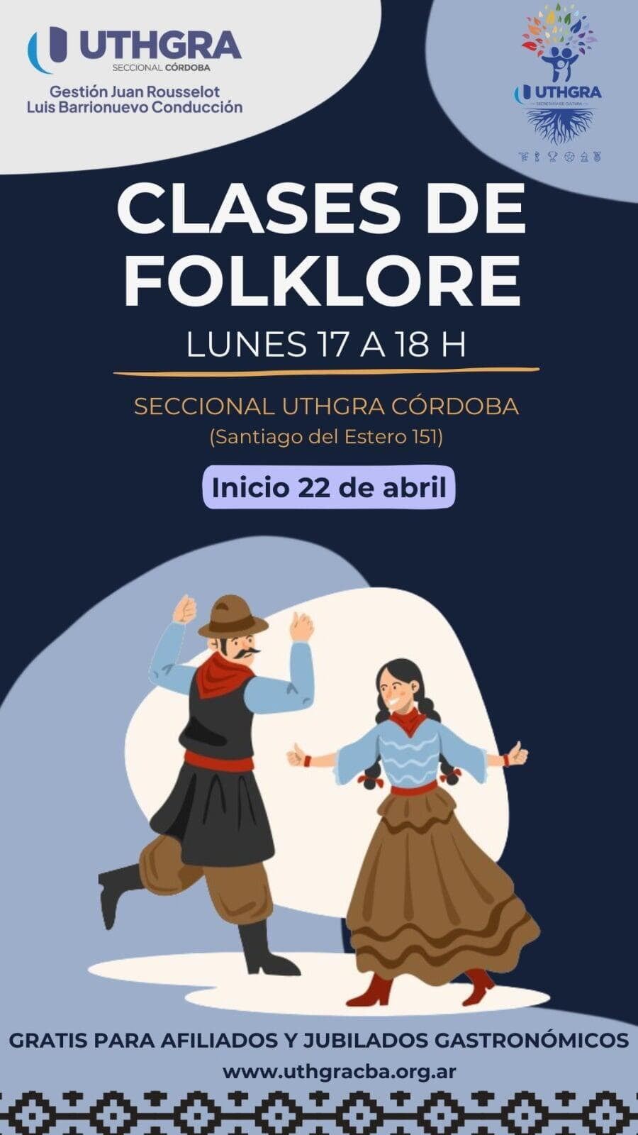 Clases de Folklore en UTHGRA Córdoba